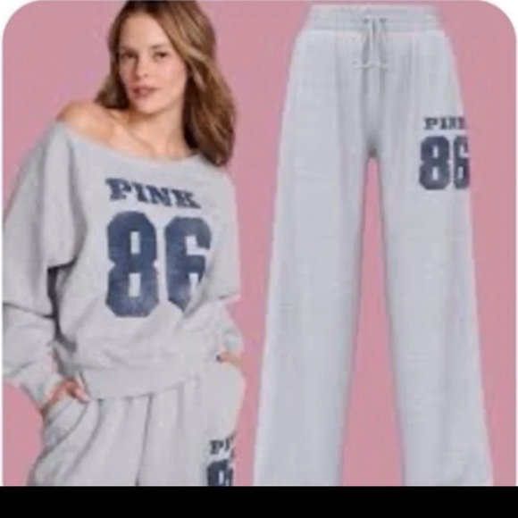 NWT Victoria’s Secret Pink Y2K Grey Sweatshirt and Joggers SET
size Large - Picture 2 of 12